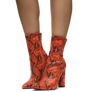 SNAKESKIN IS THE TIME  CHUNKY  ANKLE HEEL